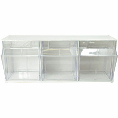 Deflecto Tilt Bin Interlocking Multi-Bin Storage Organizer 3 Compartment(s) - 9.50" Height x 23.63" Width x 7.75" Depth - Desktop - White - 1 Each (20303OP) Deflecto Tilt Bin Interlocking Multi-Bin Storage Organizer 3 Compartment(s) - 9.50" Height x 23.63" Width x 7.75" Depth - Desktop - White - 1 Each (20303OP)