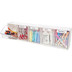 Deflecto Tilt Bin Interlocking Multi-Bin Storage Organizer 5 Compartment(s) - 6.50" Height x 23.63" Width x 5.25" Depth - Desktop - White - 1 Each (20503OP) Deflecto Tilt Bin Interlocking Multi-Bin Storage Organizer 5 Compartment(s) - 6.50" Height x 23.63" Width x 5.25" Depth - Desktop - White - 1 Each (20503OP)