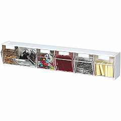 Deflecto Tilt Bin Interlocking Multi-Bin Storage Organizer 6 Compartment(s) - 4.50" Height x 23.63" Width x 3.62" Depth - Desktop - Interlockable, Lockable - White - 1 Each (20603OP) Deflecto Tilt Bin Interlocking Multi-Bin Storage Organizer 6 Compartment(s) - 4.50" Height x 23.63" Width x 3.62" Depth - Desktop - Interlockable, Lockable - White - 1 Each (20603OP)