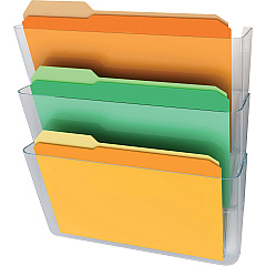 Deflecto Stackable DocuPocket for Partition Walls 3 Pocket(s) - 3 Compartment(s) - 7" Height x 13" Width x 4" Depth - Stackable - Clear - 3 / Set (73601RT)