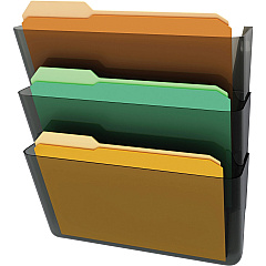 Deflecto Stackable DocuPocket Set 3 Pocket(s) - 7" Height x 13" Width x 4" Depth - Stackable - Smoke - 3 / Set (73602RT)