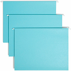 Smead Colored 1/5 Tab Cut Letter Recycled Hanging Folder 8 1/2" x 11" - Top Tab Location - Assorted Tab Position - 11 pt. - Aqua - 10% Recycled - 25 / Box (64058) Smead Colored 1/5 Tab Cut Letter Recycled Hanging Folder 8 1/2" x 11" - Top Tab Location - Assorted Tab Position - 11 pt. - Aqua - 10% Recycled - 25 / Box (64058)