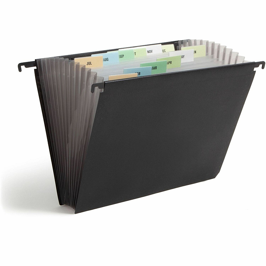 Smead Letter Expanding File 8 1/2" x 11" - 7/8" Expansion - 13 Pocket - 12 Divider - Polypropylene - Black - 1 Each (65125)