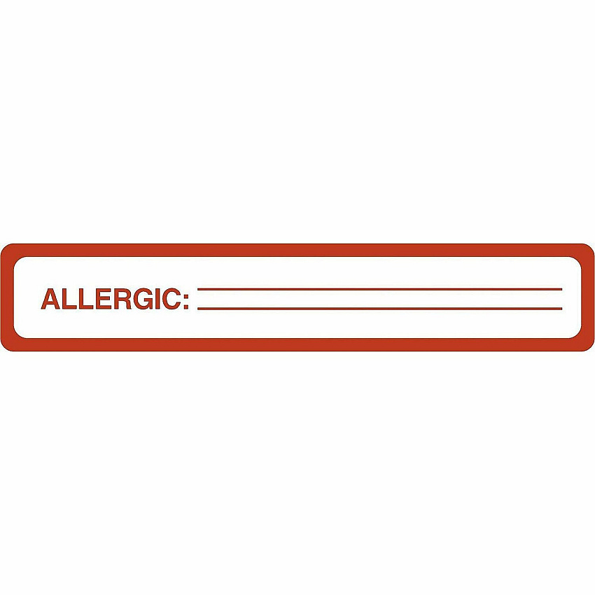 Tabbies ALLERGIC Allergy Message Labels 5 1/2" Width x 1" Length - Black, Black - 175 / Roll (40561)