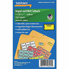 Tabbies Plaintiff's Exhibit Legal File Labels 1 5/8" Width x 1" Length - Yellow - 252 / Pack (58094) Tabbies Plaintiff's Exhibit Legal File Labels 1 5/8" Width x 1" Length - Yellow - 252 / Pack (58094)