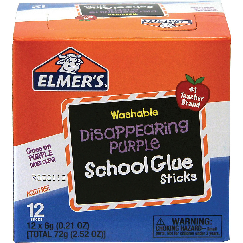 Elmer's Washable Nontoxic Glue Sticks 0.21 oz - Purple - 12 / Box (E514)
