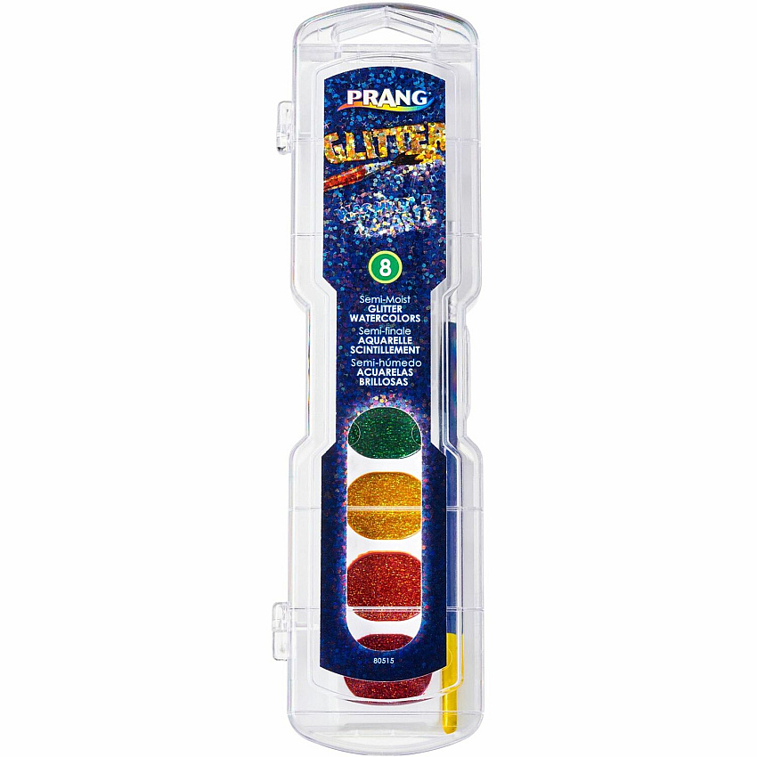 Prang Glitter Watercolors Set 8 Color(s) - Assorted - 0.11 fl oz - Washable - 8 / Set (80515)