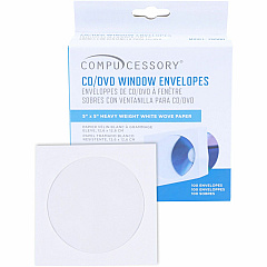 Compucessory CD/DVD White Window Envelopes CD/DVD - 5" Width x 5" Length - White - 100 / Box (26500) Compucessory CD/DVD White Window Envelopes CD/DVD - 5" Width x 5" Length - White - 100 / Box (26500)