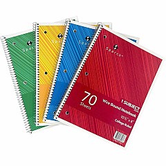 Sparco Wirebound Notebook 70 Sheets - Wire Bound - College Ruled Front Ruling - Unruled Margin - 16 lb Basis Weight - 8" x 10 1/2" Sheet Size - Assorted Paper - Assorted Chipboard Cover - Subject, Stiff-cover, Stiff-back, Perforated, Hole-punched (83253) Sparco Wirebound Notebook 70 Sheets - Wire Bound - College Ruled Front Ruling - Unruled Margin - 16 lb Basis Weight - 8" x 10 1/2" Sheet Size - Assorted Paper - Assorted Chipboard Cover - Subject, Stiff-cover, Stiff-back, Perforated, Hole-punched (83253)