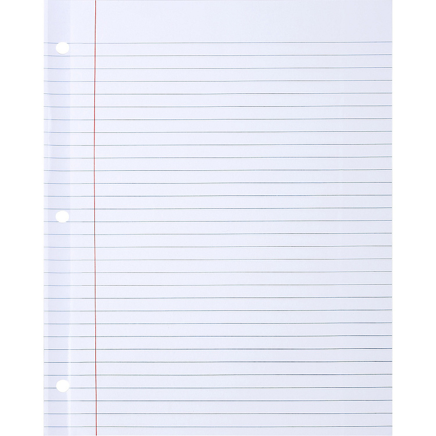 Sparco Ruled Filler Paper 100 Sheets - Wide Ruled Front Ruling - Ruled Red Margin - 20 lb Basis Weight - Letter - 8 1/2" x 11" Sheet Size - White Paper - Subject, Reinforced Edges - 1 Pack (WB213R)