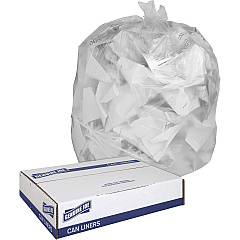 Genuine Joe Clear Trash Can Liners Medium Size - 30 gal Capacity - 36" Length x 30" Width x 0.60 mil (15 Micron) Thickness - Low Density - Clear - 250/Box - 1 Carton (GJO01012)