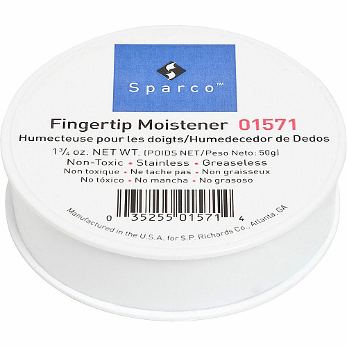 Sparco 1 3/4 Ounce Fingertip Moistener White - Non-slip, Greaseless, Stainingless, Odorless - 1 Each (01571)