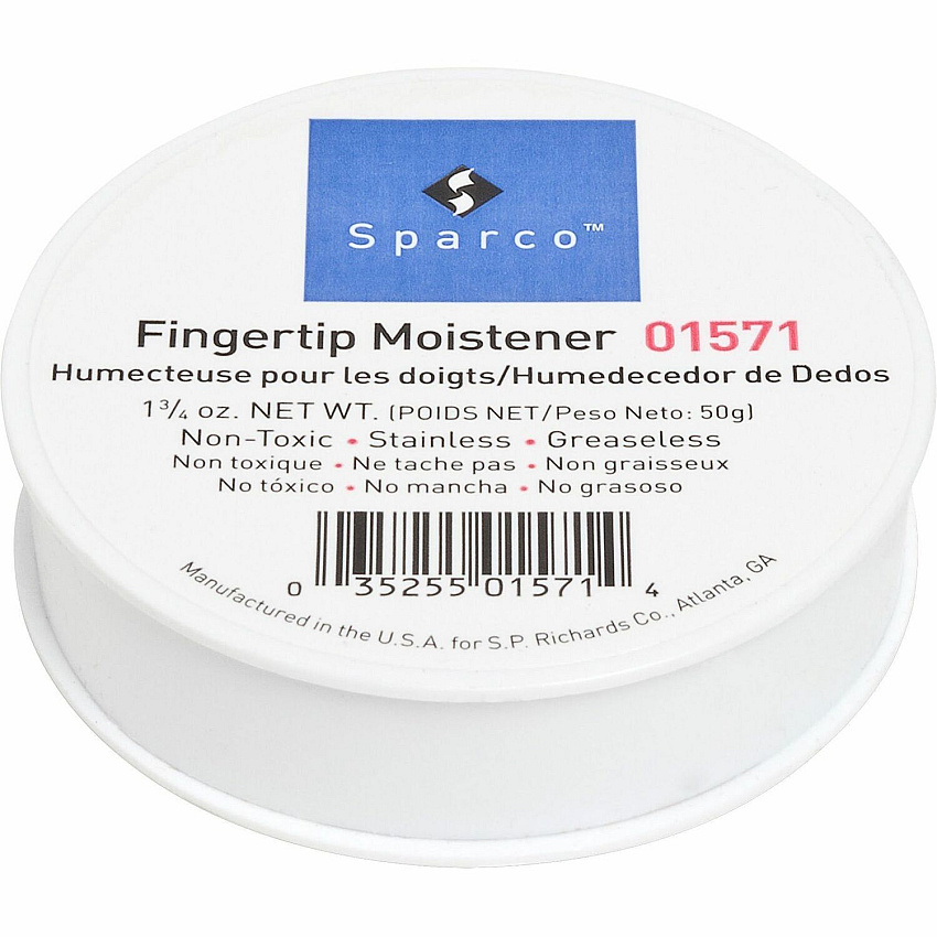 Sparco 1 3/4 Ounce Fingertip Moistener White - Non-slip, Greaseless, Stainingless, Odorless - 1 Each (01571)