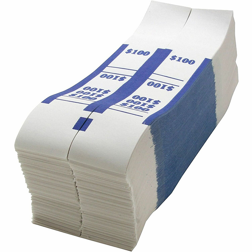 Sparco White Kraft ABA Bill Straps 1000 Wrap(s) - Total $100 in $1 Denomination - Kraft - Blue - 1000 / Pack (BS100WK)