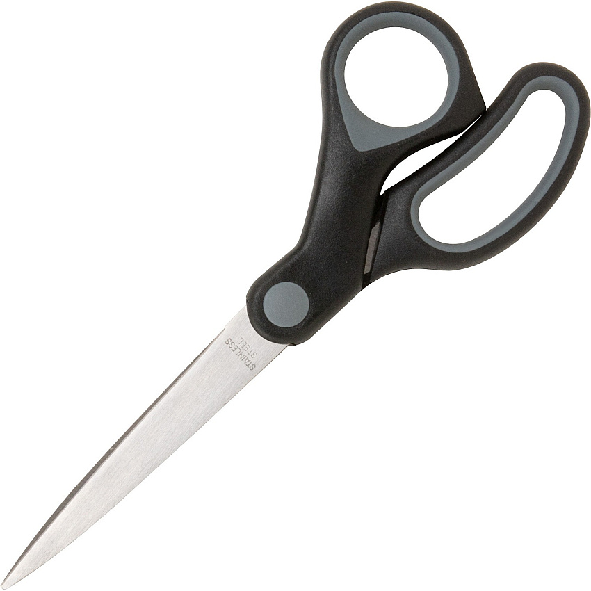 Sparco Straight Scissors w/Rubber Grip Handle 8" Overall Length - Straight - Stainless Steel - Black, Gray - 1 Each (25226)
