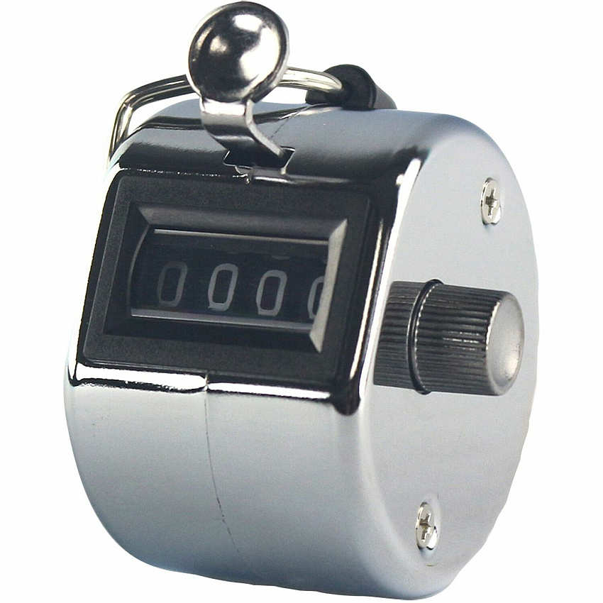 Sparco Finger Ring Tally Counter 4 Digit - Finger Ring - Handheld - Chrome Plated Steel - Silver - 1 Each (24100)