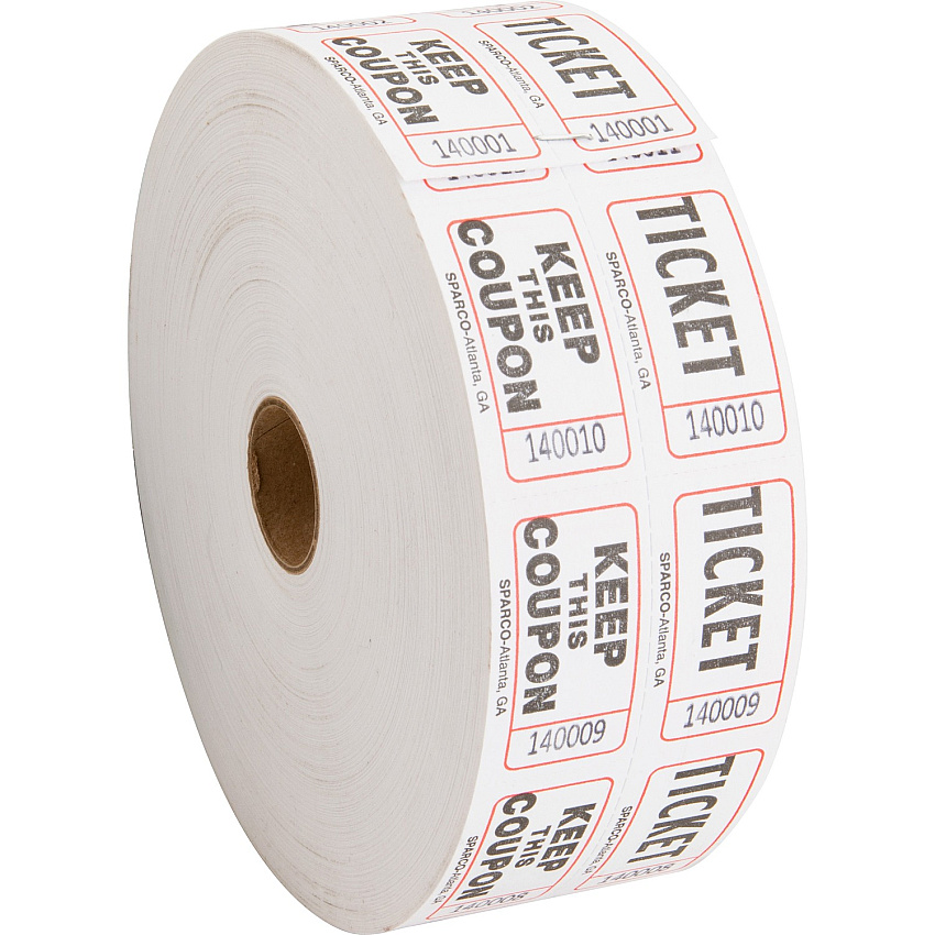 Sparco Roll Tickets White - 2000 / Roll (99210)