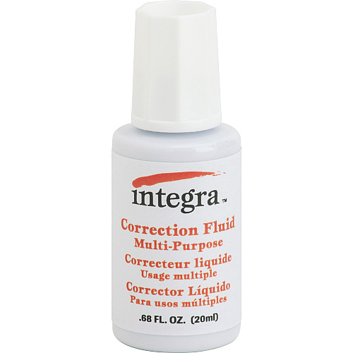 Integra Multipurpose Correction Fluid Brush Applicator - 22 mL - White - 1 Each (01539)