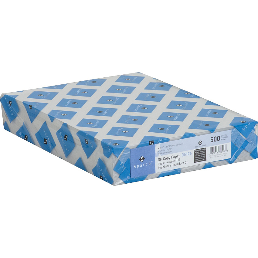 Sparco Premium Copy Paper - Gray Letter - 8 1/2" x 11" - 20 lb Basis Weight - Sustainable Forestry Initiative (SFI) - Lint-free, Acid-free, Archival-safe - Gray - 500 / Ream (05126)