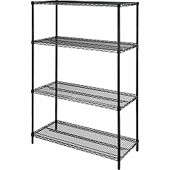 Lorell Industrial Wire Shelving 48" Width x 18" Depth x 72" Height - 4 x Shelf(ves) - 4000 lb Load Capacity - Black - Powder Coated - Steel - Assembly Required - 1 Each (LLR70061) Lorell Industrial Wire Shelving 48" Width x 18" Depth x 72" Height - 4 x Shelf(ves) - 4000 lb Load Capacity - Black - Powder Coated - Steel - Assembly Required - 1 Each (LLR70061)