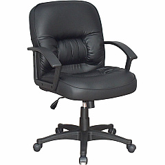 Lorell Tufted Managerial Mid-Back Office Chair Black Seat Color - Leather Seat Material - Black Frame Color - 5-star Base - Black - 1 Each (LLR60115)