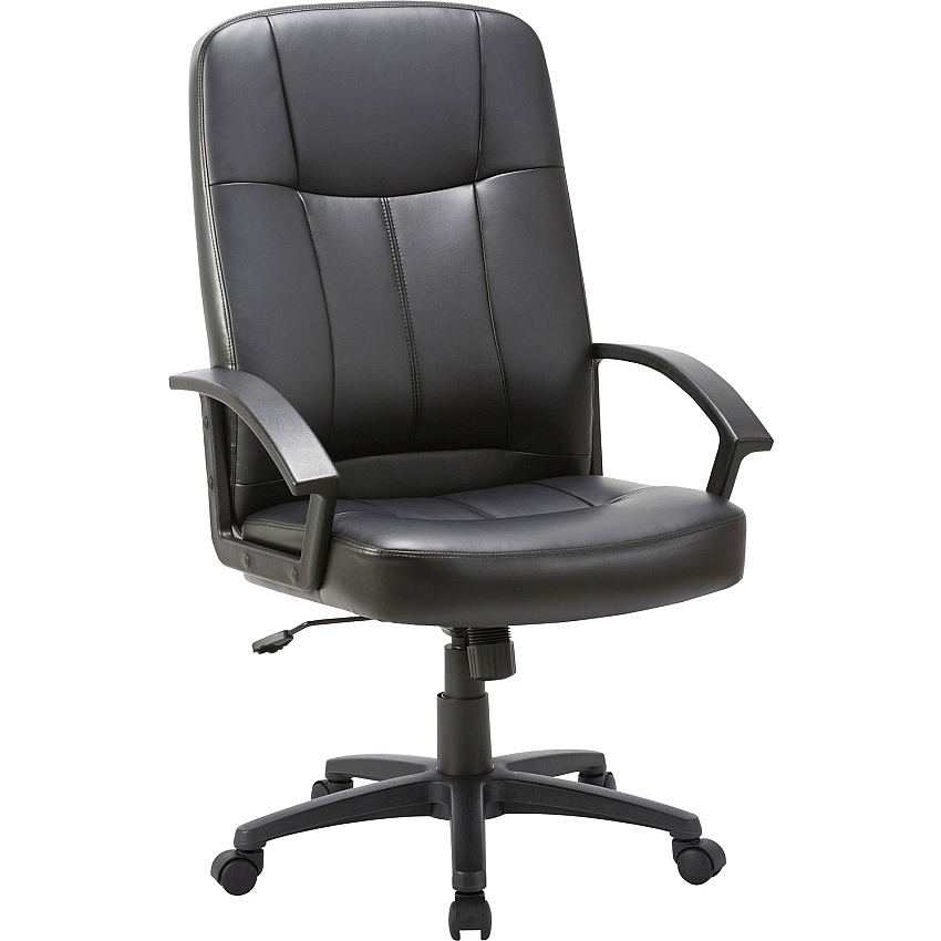 Lorell Chadwick Series Executive High-Back Chair Black Seat Color - Leather Seat Material - Black Frame Color - 5-star Base - Black - 1 Each (LLR60120)
