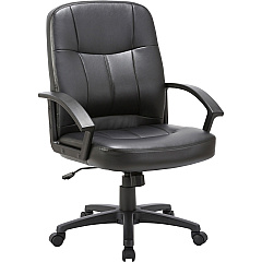 Lorell Chadwick Series Managerial Mid-Back Chair Black Seat Color - Leather Seat Material - Black Frame Color - 5-star Base - Black - 1 Each (LLR60121)
