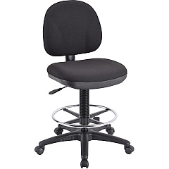 Lorell Millenia Series Adjustable Task Stool with Back Black Seat Color - Black - 1 Each (LLR80008)