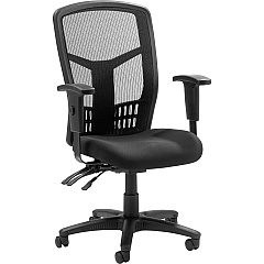 Lorell Executive High-back Mesh Chair Black Seat Color - Fabric Seat Material - Black Back Color - Black Frame Color - Steel, Plastic Frame Material - High Back - 5-star Base - Armrest - 1 Each (LLR86200)