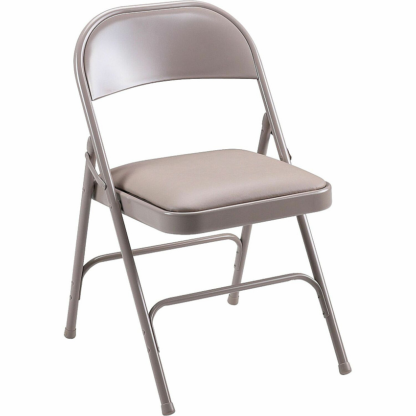 Lorell Padded Seat Folding Chairs Beige Seat Color - Vinyl Seat Material - Beige Frame Color - Steel Frame Material - 4 / Carton (LLR62501)