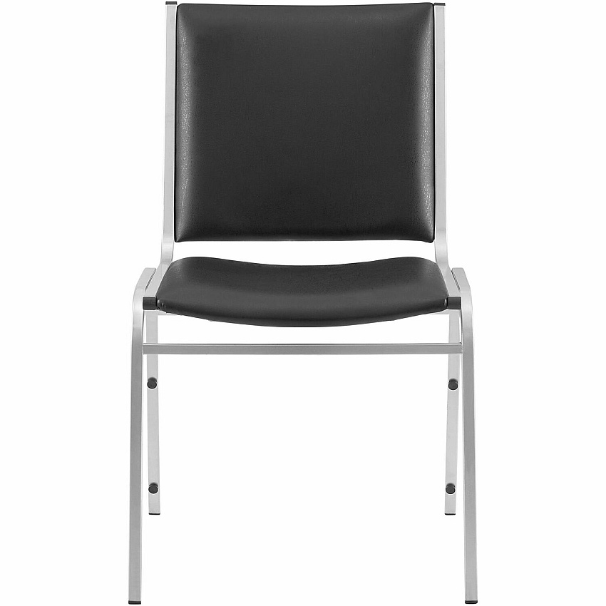 Lorell Stacking Chair Armless Black 4/box Black Seat Color - Vinyl Seat Material - Vinyl Back Material - Steel Frame Material - Four-legged Base - Black - Steel, Vinyl - 4 / Carton (LLR62502)