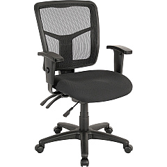Lorell ErgoMesh Series Managerial Mesh Mid-Back Chair Black Seat Color - Fabric Seat Material - Black Back Color - Black Frame Color - Mid Back - 5-star Base - 1 Each (LLR86201)