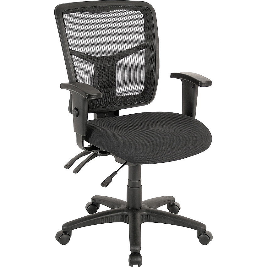 Lorell ErgoMesh Series Managerial Mesh Mid-Back Chair Black Seat Color - Fabric Seat Material - Black Back Color - Black Frame Color - Mid Back - 5-star Base - 1 Each (LLR86201)