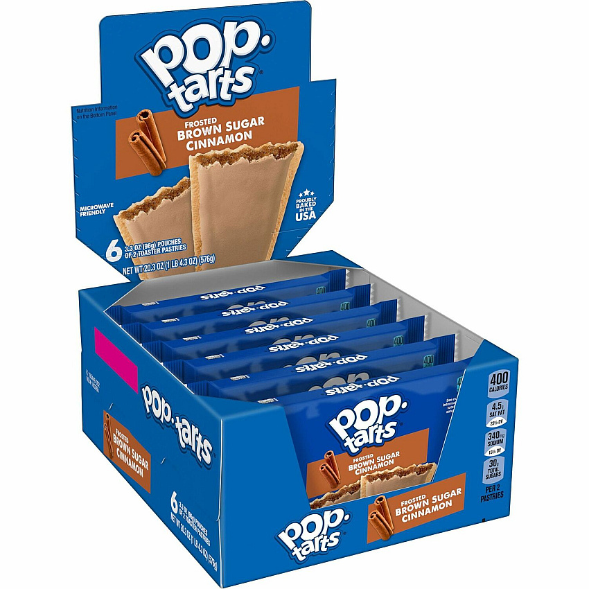 Pop Tarts Frosted Brown Sugar/Cinnamon Toaster Pastries Cinnamon, Brown Sugar, Frosted Brown Sugar Cinnamon - 1 - 1.27 lb - 2/Pack - 6 / Box (31132)