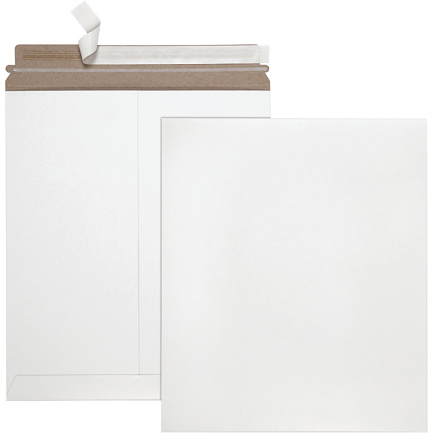 Quality Park Sturdy Fiberboard Photo Mailers Board - 6" Width x 8" Length - Self-sealing - White - Fiberboard - 25 / Box (64007)