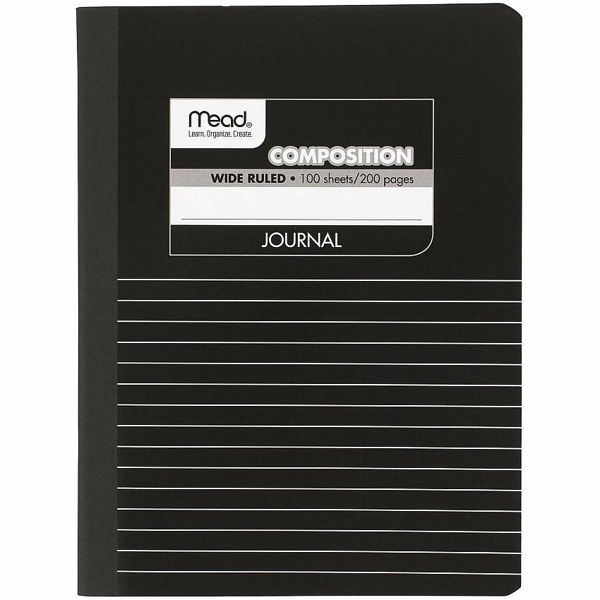 Mead Square Deal Black Marble Journal 100 Sheets - Sewn - 7 1/2" x 9 3/4" Sheet Size - Black Marble Cover - Schedule - 1 Each (09920)