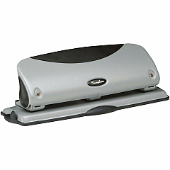 Swingline EasyView Desktop Punch 3 Punch Head(s) - 12 Sheet - 9/32" Punch Size - Black, Silver - 1 Each (74063)