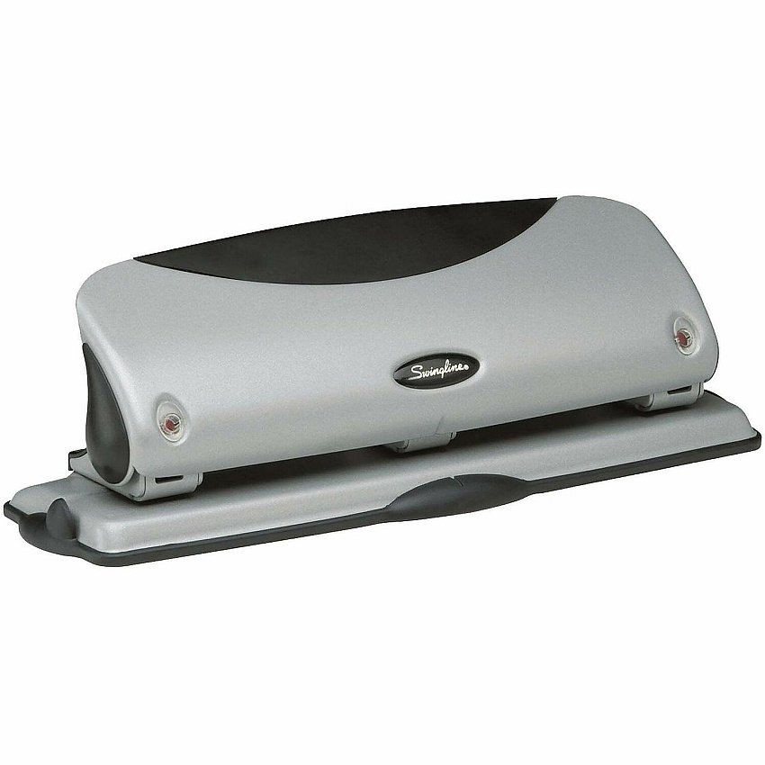 Swingline EasyView Desktop Punch 3 Punch Head(s) - 12 Sheet - 9/32" Punch Size - Black, Silver - 1 Each (74063)
