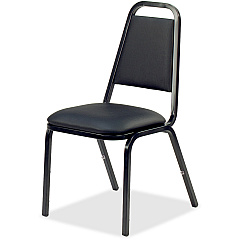 Lorell Upholstered Stacking Chairs Black Seat Color - Vinyl Seat Material - Black Frame Color - Steel Frame Material - Charcoal Black - Vinyl, Steel - 4 / Carton (LLR62512)