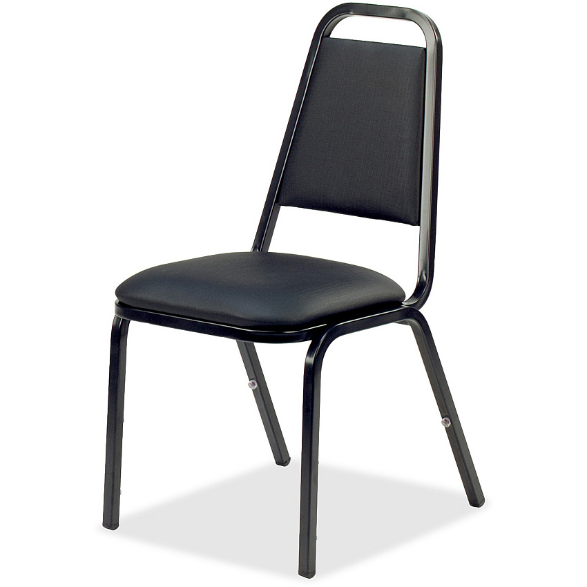 Lorell Upholstered Stacking Chairs Black Seat Color - Vinyl Seat Material - Black Frame Color - Steel Frame Material - Charcoal Black - Vinyl, Steel - 4 / Carton (LLR62512)