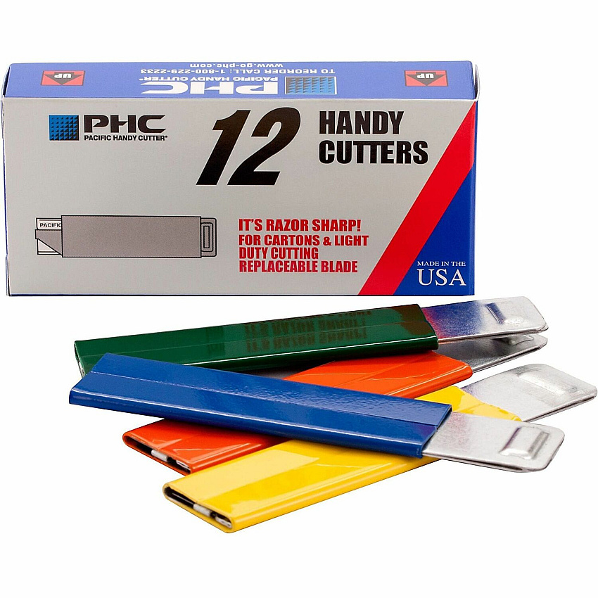 Pacific Handy Cutter PHC Pacific Handy Box Cutter Tap Open, Tap Close - Aluminum - Assorted - 12 / Box (HC100)