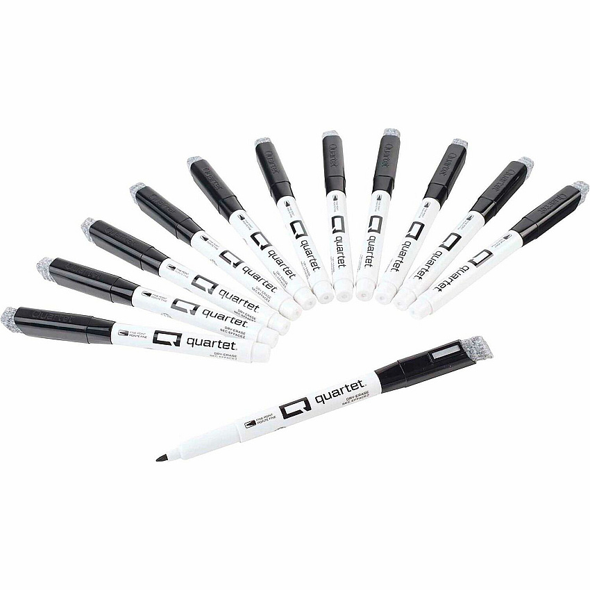 Quartet Classic Dry-Erase Markers with Eraser Cap Black Ink - 12 / Box (51989692)