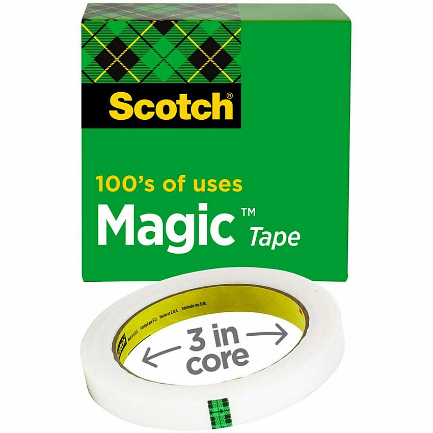Scotch Invisible Magic Tape 72 yd Length x 1" Width - 3" Core - Matte - Clear - Split Resistant, Tear Resistant - For Mending, Splicing - 1 Roll (81012592)