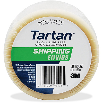 Tartan General-Purpose Packaging Tape 54.60 yd Length x 1.88" Width x 1.9 mil Thickness - 3" Core - Clear - Rubber Resin Backing - For Packing - 1 Roll (37102CR)