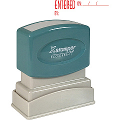 Xstamper Red Ink ENTERED Title Stamp Message Stamp - ENTERED - 0.50" Impression Width x 1.62" Impression Length - 100000 Impression(s) - Red - Recycled - 1 Each (1822)