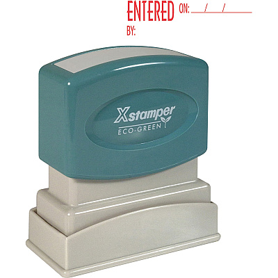 Xstamper Red Ink ENTERED Title Stamp Message Stamp - ENTERED - 0.50" Impression Width x 1.62" Impression Length - 100000 Impression(s) - Red - Recycled - 1 Each (1822)