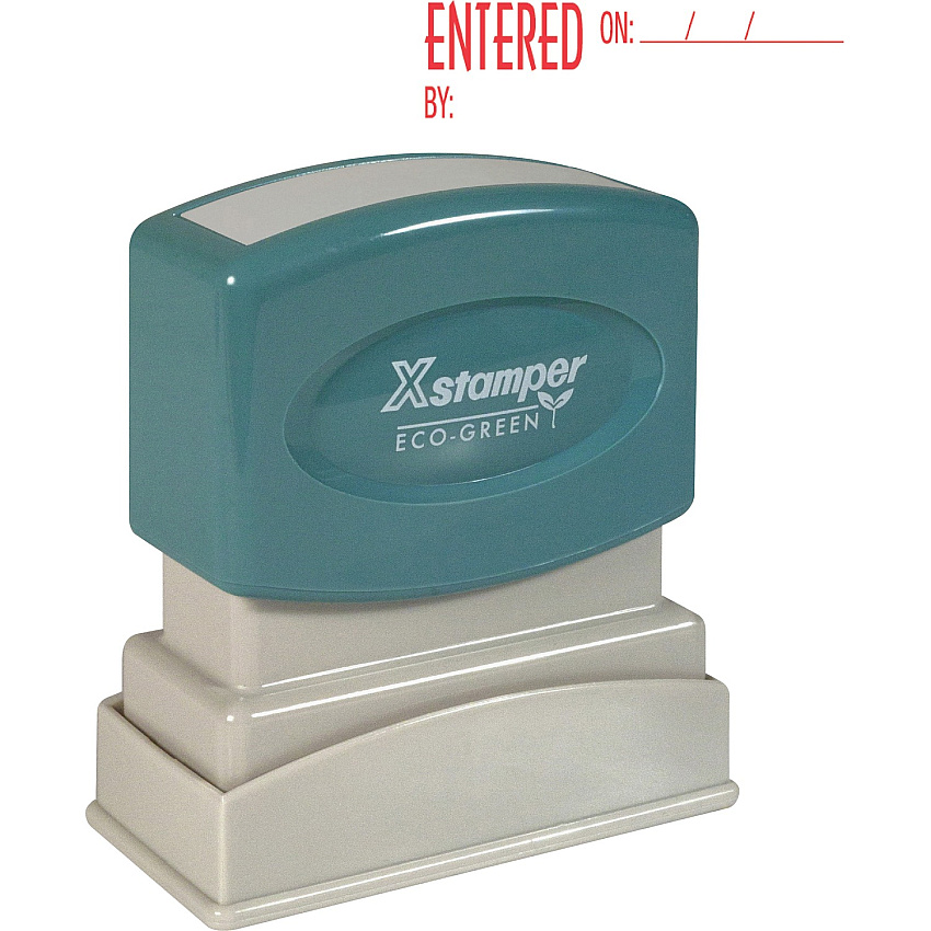 Xstamper Red Ink ENTERED Title Stamp Message Stamp - ENTERED - 0.50" Impression Width x 1.62" Impression Length - 100000 Impression(s) - Red - Recycled - 1 Each (1822)