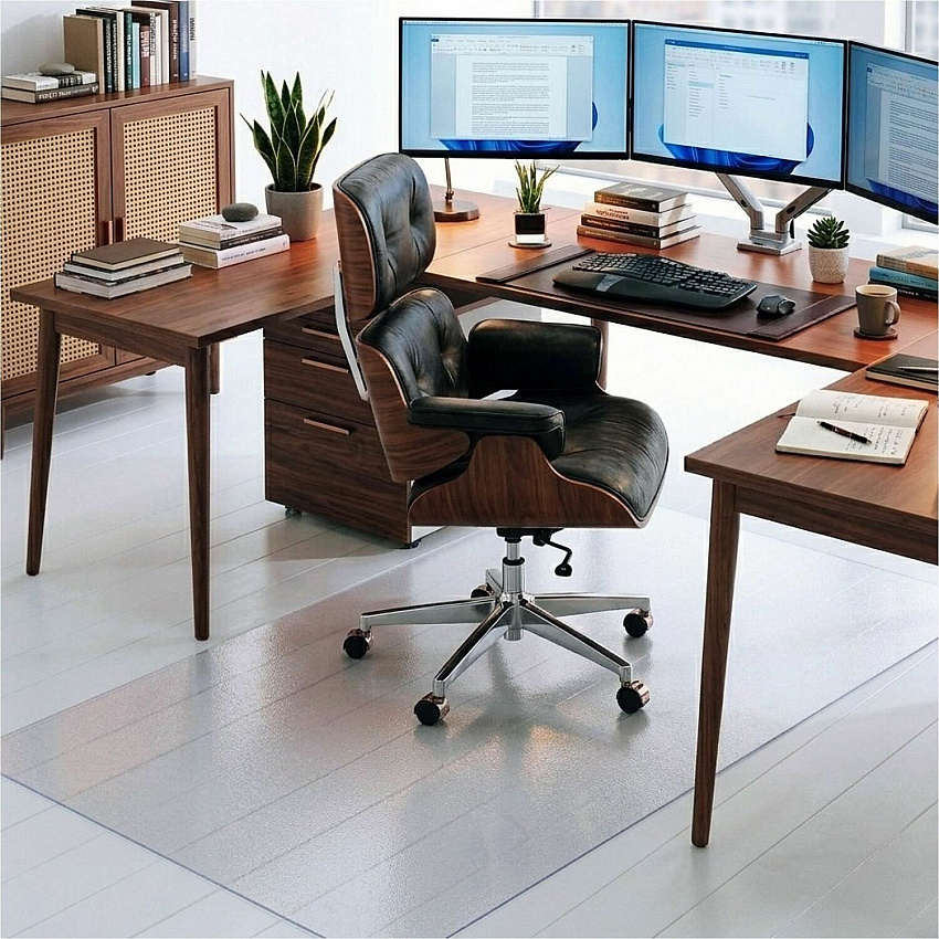 Cleartex Ultimat&reg; Polycarbonate Rectangular Chair Mat for Hard Floor - 35" x 47" Home, Office, Hardwood Floor, Floor, Hard Floor, Carpeted Floor - 47" Length x 35" Width x 0.075" Depth x 0.075" Thickness - Rectangular - Polycarbonate - Clea (128919ER)