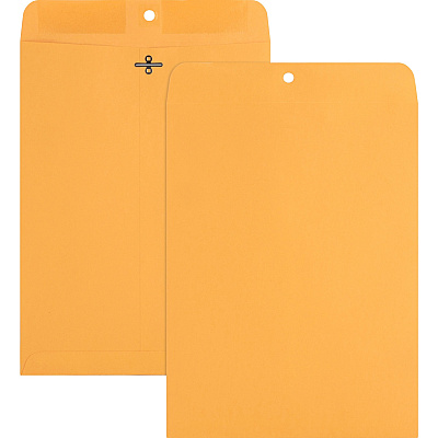 Nature Saver Recycled Clasp Envelopes Clasp - #90 - 9" Width x 12" Length - 28 lb - Clasp - Yellow - Kraft - 100 / Box (00857)