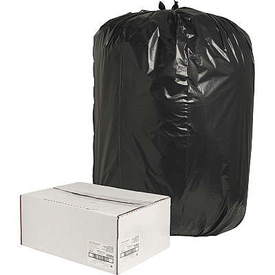 Nature Saver Black Low-density Recycled Can Liners Extra Large Size - 60 gal Capacity - 58" Length x 38" Width x 1.65 mil (42 Micron) Thickness - Low Density - Black - Plastic - Cleaning Supplies - Recycled - 1 Carton (00994)